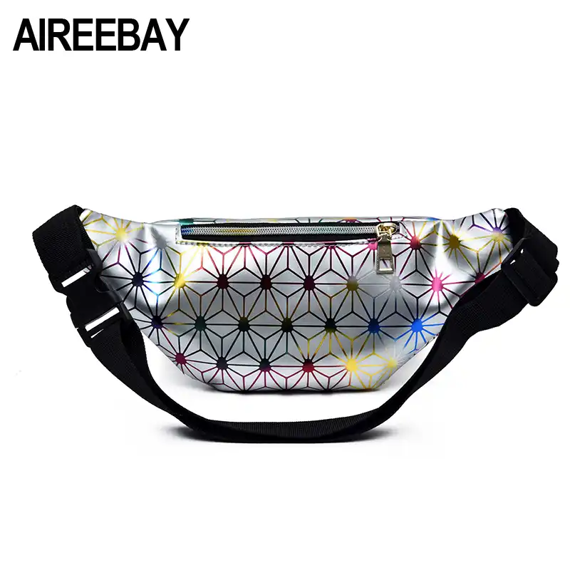 black holographic fanny pack