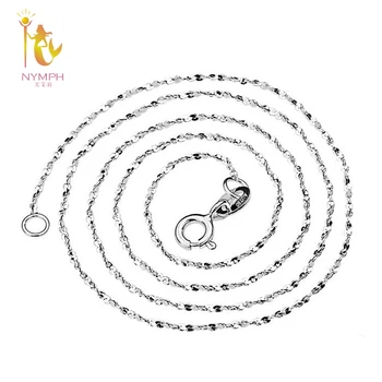 

NYMPH Genuine 18K White Gold Necklace Fine Jewelry au750 Jewelry O Shape Wedding Party Gift For Women 40/45cm X311