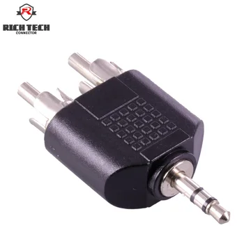 

50pcs 3Poles Stereo Nickel Plated 3.5mm male plug to 2xRCA male plug Audio Wire Connector