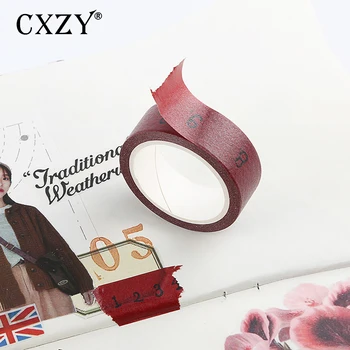 

CXZY 1PCS vintage red number washi tape masking craft bullet journal painting decorative school office stationery items 1J808