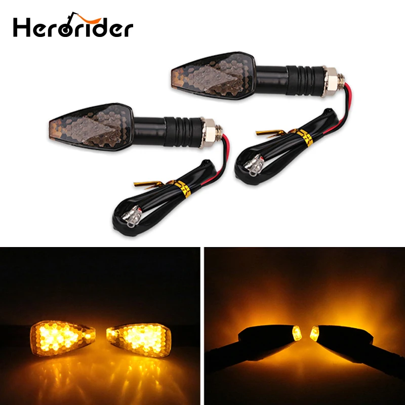 

Herorider 2pcs/Pair Universal Motorcycle LED Turn Signal Indicators Light 12 Led 12V Amber Blinker Light Super Bright