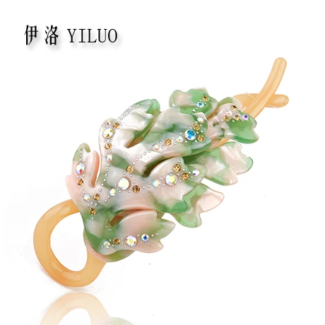 

Womens Luxury Rhinestones Coral & Flowers Acetate Banana Hair Clip 12cm Long FREE SHIPPING
