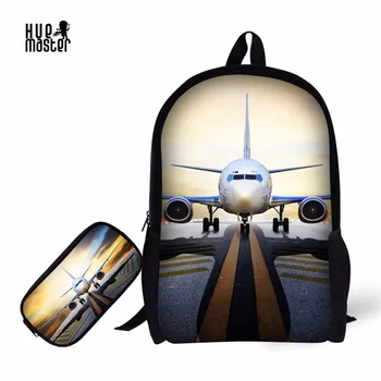

Backpack for Teenagers School Pencil Case Aircraft Printing Backpack 2018 Pencil Box School Bags for Boys Girls Mochila
