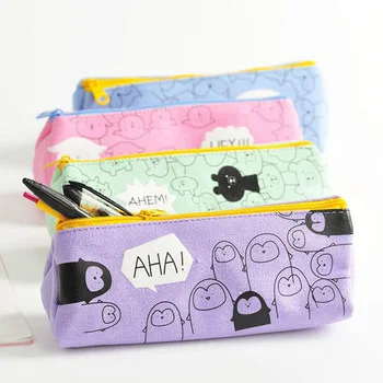 L42 Kawaii Cute Lovely Cats Canvas Pen Bag Pencil Holder Storage School Supply Stationery Cosmetic Case Makeup Bag Student Gift