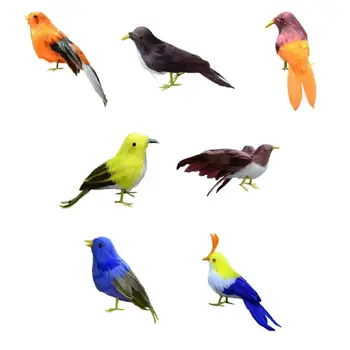 

7Pcs Lifelike Perched Woodland Birds Artificial Feathered Bird Crafts Decor