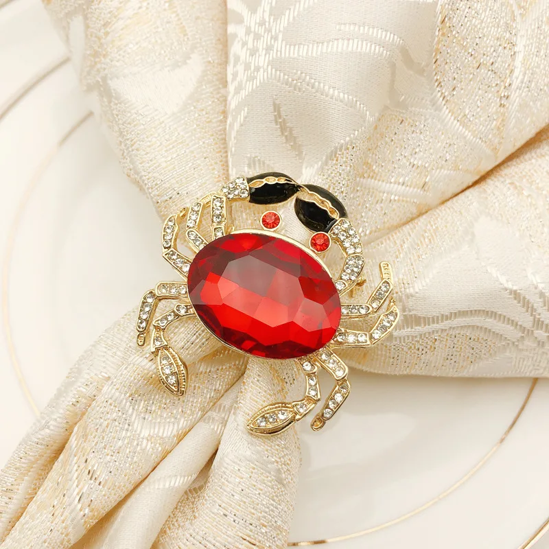 

6PCS metal alloy crystal crab napkin ring napkin ring napkin buckle cloth ring
