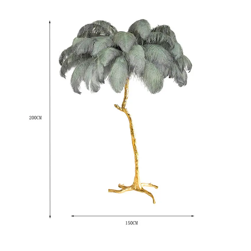 Современный страусиный светодиодный напольный светильник для отеля, гостиной, светодиодный напольный светильник из страусиного волоса, лампа для салона, светильник ing - Цвет абажура: Grey white