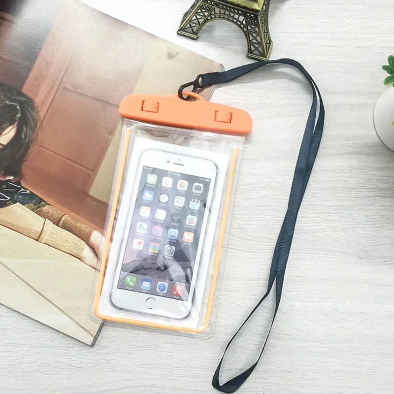 

Portable 1Pcs Tight Sealing Outdoor Swimming Tools Waterproof PVC Mobile Phone Pouch Transparent Bag Protect Phone Accessories