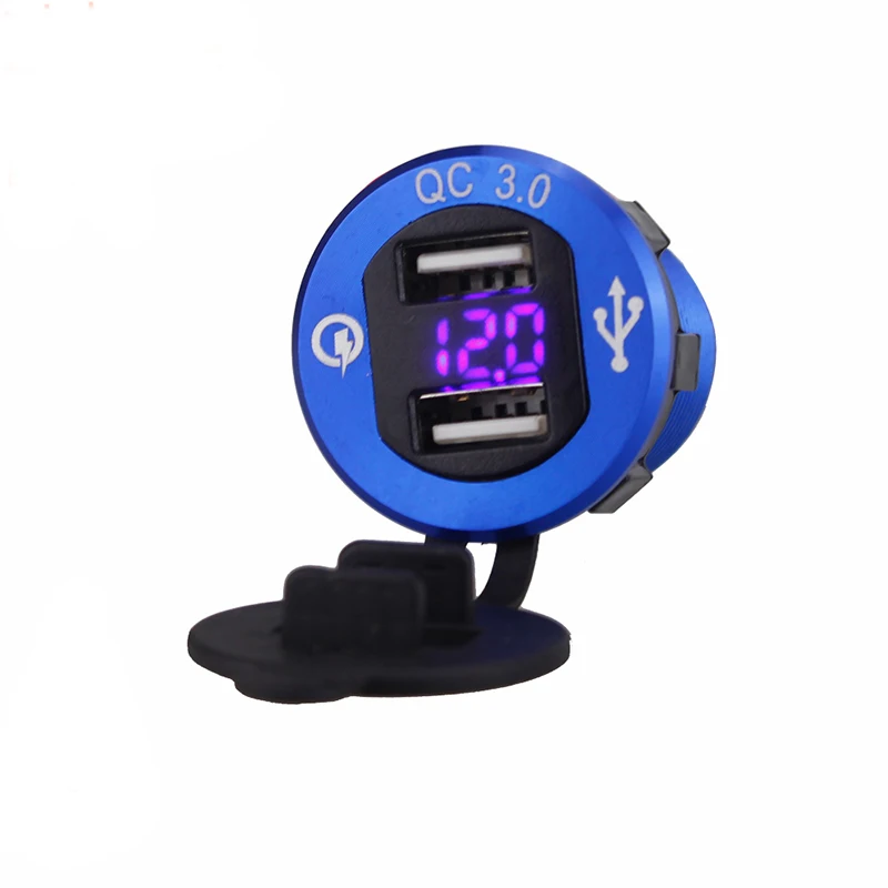 

Motorcycle Universal Use Dual USB 3.6-12V QC3.0 Fast Charger with Voltmeter For Mobile Phones Tablet YC2 with EMC CE Certificate