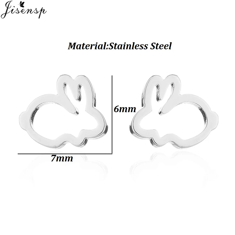 Jisensp Мультяшные, из нержавеющей стали черный серьги кролика детские ушные украшения, милые с рисунком зайчика для пирсинг серьги, подарок на день рождения