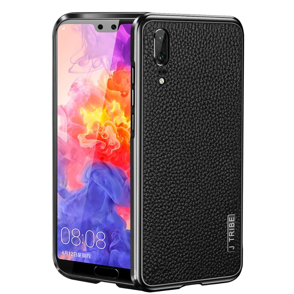 

Genuine Leather Case For Huawei P20 /P20 Pro Metal Frame Back Cover Luxury Shell Vinage Business Shockrproof Anti-Knock Fashion