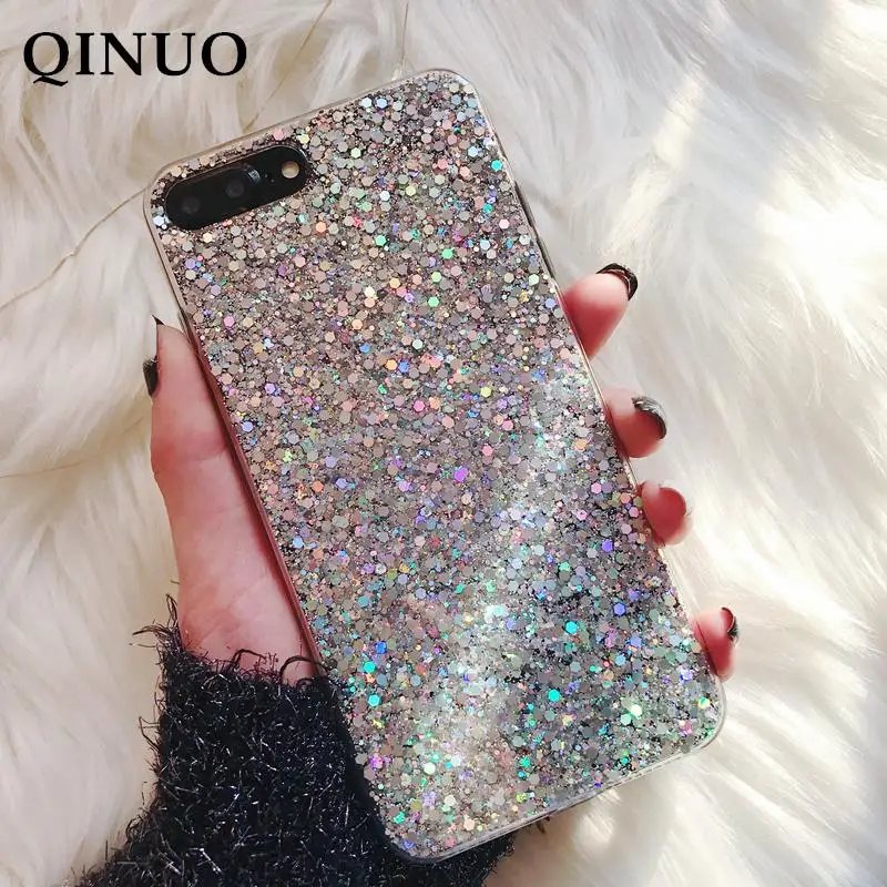 

QINUO Bling Glitter Phone Case For Xiaomi Redmi 5 Plus 6 Note 5 6 7 Pro Shine Soft Cover For Xiaomi Mi 8 9 SE A2 Lite TPU Funda