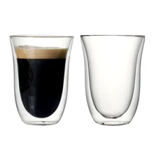 2 Set 270 ml çift duvar kahve fincan setleri için kahve, meyve suyu, içecek, latte, espresso yüksek kaliteli borosilikat kahve b...
