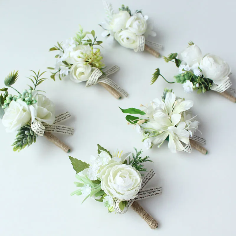 bridesmaid bracelet flower rose wrist corsage wedding silk (15)