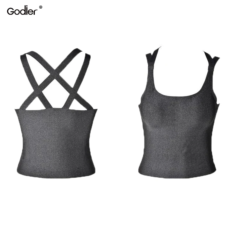 Godier Women Sexy Bra Vest Padded Compression Bra Shoulder Strap Cross