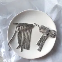 AOMU 1 шт., роскошная хрустальная Шпилька-бант, длинные кисточки, стразы, заколки для волос, женские модные украшения для волос, вечерние, свадебные аксессуары