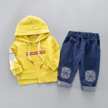 Детская одежда коллекция года, осенне-зимняя одежда для маленьких мальчиков толстовки+ джинсы комплект из 2 предметов детская одежда спортивный костюм для мальчиков, комплекты одежды