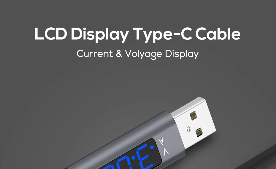 TOPK кабель для быстрой зарядки USB 3,0 usb type C, кабель для синхронизации данных и отображения напряжения и тока для USB-C Xiaomi A1 samsung S9