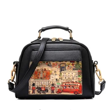 

Oil Picture Pattern Women Bag Fashion PU Leather Women Leather Handbag Casual Women Shoulder Bag shoulder bag printing handbags