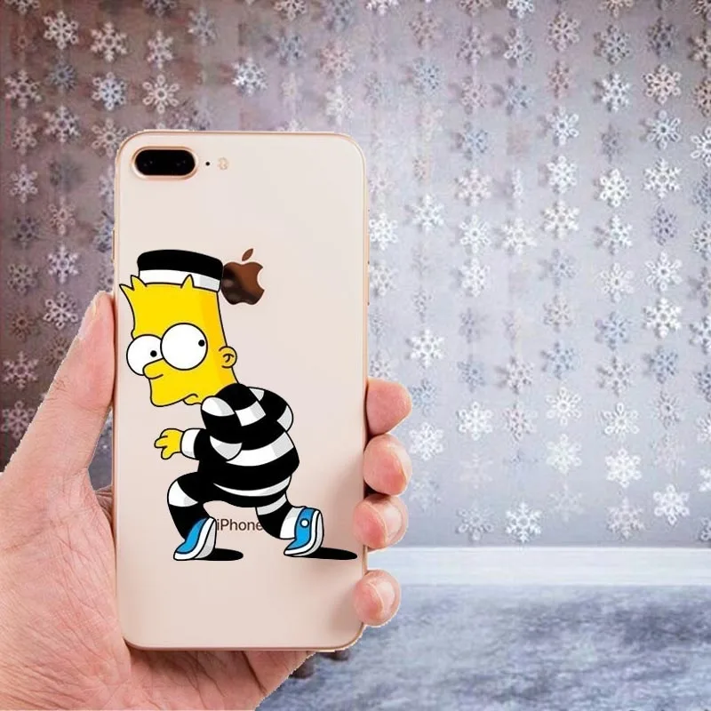 Мягкий чехол LISHE The Simpson из ТПУ для iPhone 11, 11Pro, 5, 5S, SE, 6, XS, Max, 7, 8 Plus, XR, забавный, прозрачный, высококачественный чехол - Цвет: TPU