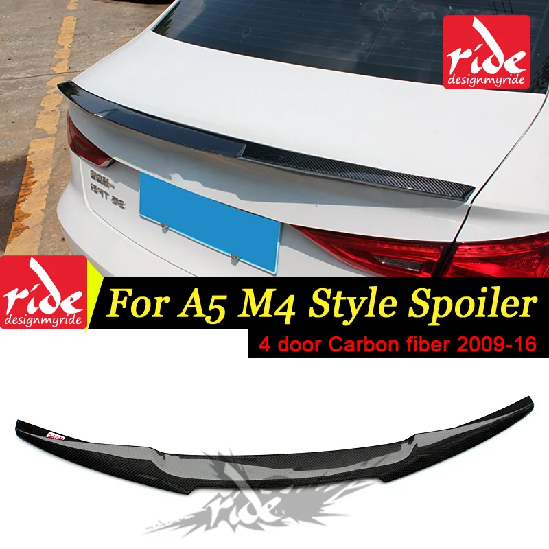 

For Audi A5 A5Q Rear Spoiler Tail M4 Style 4Door High-quality Carbon Fiber Rear Trunk Spoiler Wing car styling Accessories 09-16