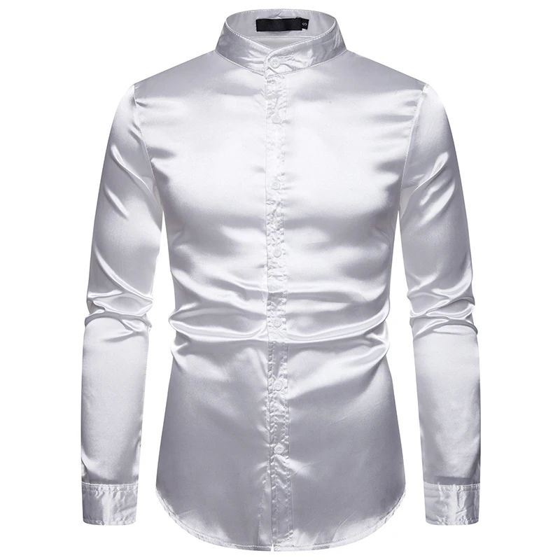Новая мода  высококачественная одежда для мужчин евроразмера, светлая  с длинными рукавами  рубашка Генри