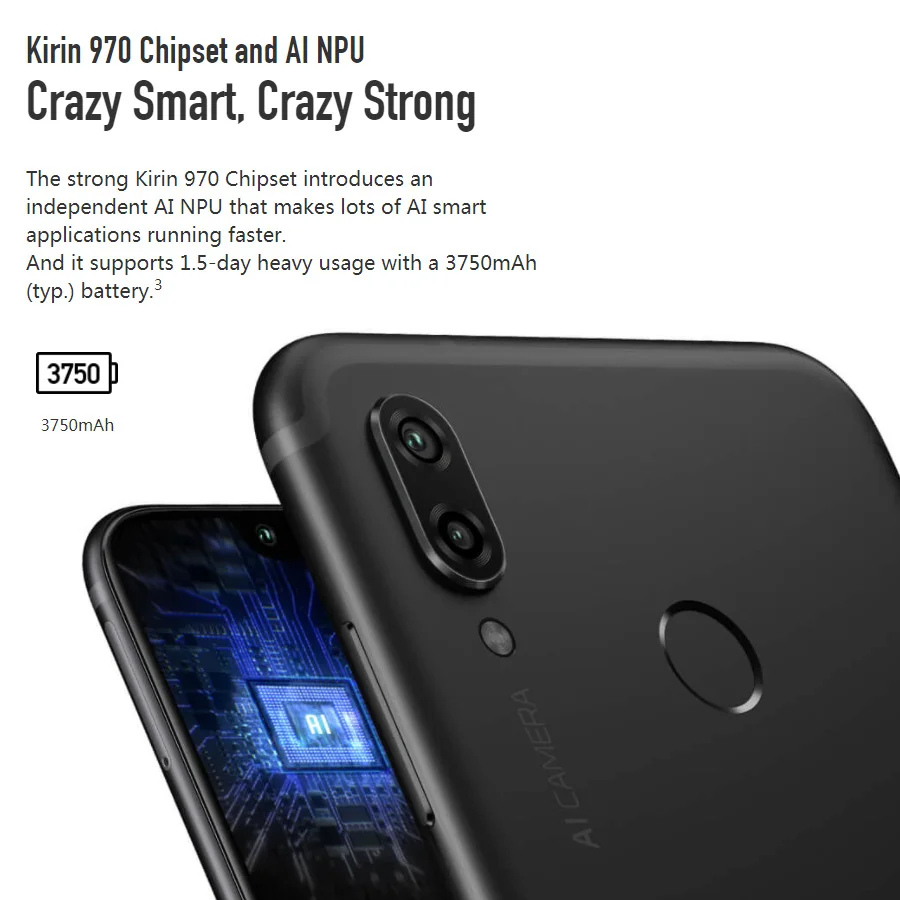 6 3 дюймовый смартфон с восьмиядерным процессором Honor Play ОЗУ ГБ ПЗУ 64 2340x1080 3750 мАч 4G