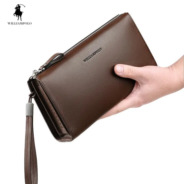 

WilliamPOLO Genuine Leather Men wallet Business Cowhide Card Holder Wallets Clutch bag Cion Purse