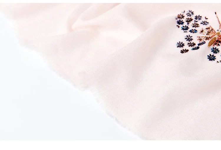 Индийская ручная вышивка бисером нежная бабочка шерсть женский шарф-шаль двойного назначения теплое украшение для путешествия шарфы для женщин