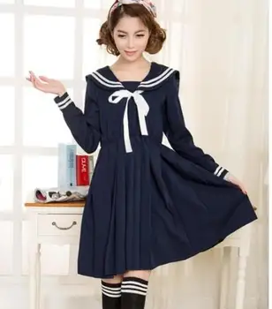 

2015 spring and summer New beautiful fashion brief solid Sailor suit Japanese school uniforms preppy style dress