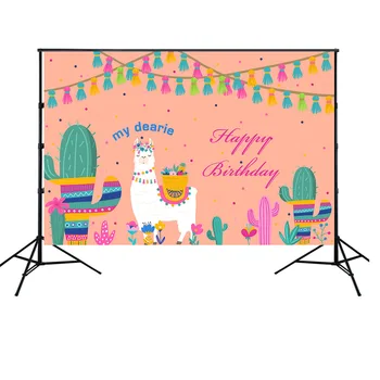 

HUAYI fiesta theme photography backdrop mexican themed dress-up Cactus party alpaca happy birthday photophone background W-1955
