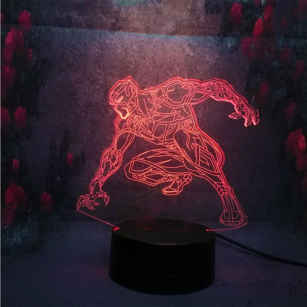 3D LED RGB 7 цветов меняющий Ночной свет анти-создание герой Mavrel Черная пантера на