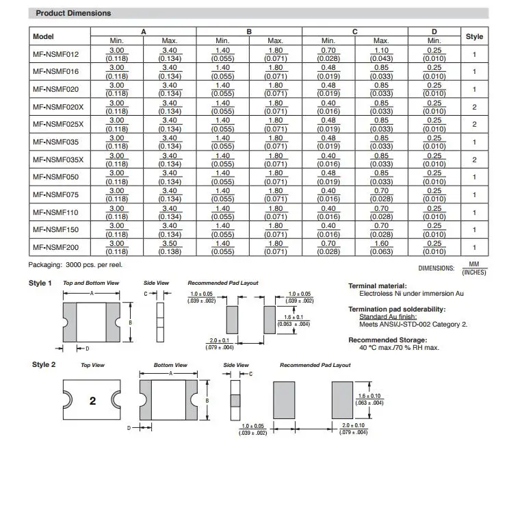 100 шт х MF-NSMF серии PTC 0.12A 0.16A 0.25A 0.35A 0.5A 1.5A 2A 6 V 19 V 24 V 30 V 1206 SMD сбрасываемый предохранитель для Bourns резистор