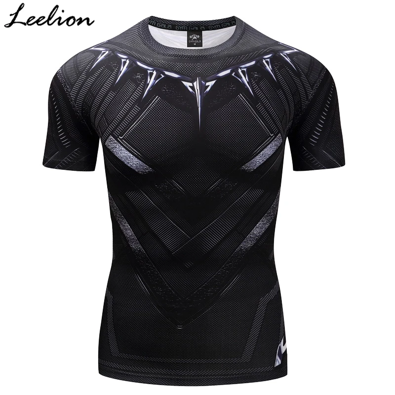 

LeeLion 2018 Summer T Shirt Men Black Panther Printed T-shirt Breathable Quick Drying Fitness Tops Short Sleeve O-neck Tshirt