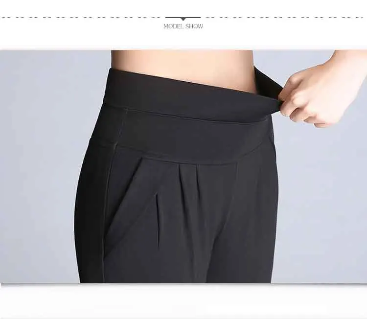 Новая мода Демисезонный Для женщин классические повседневные эластичные брюки талии шаровары женские Высокая Талия S-6XL свободные Для