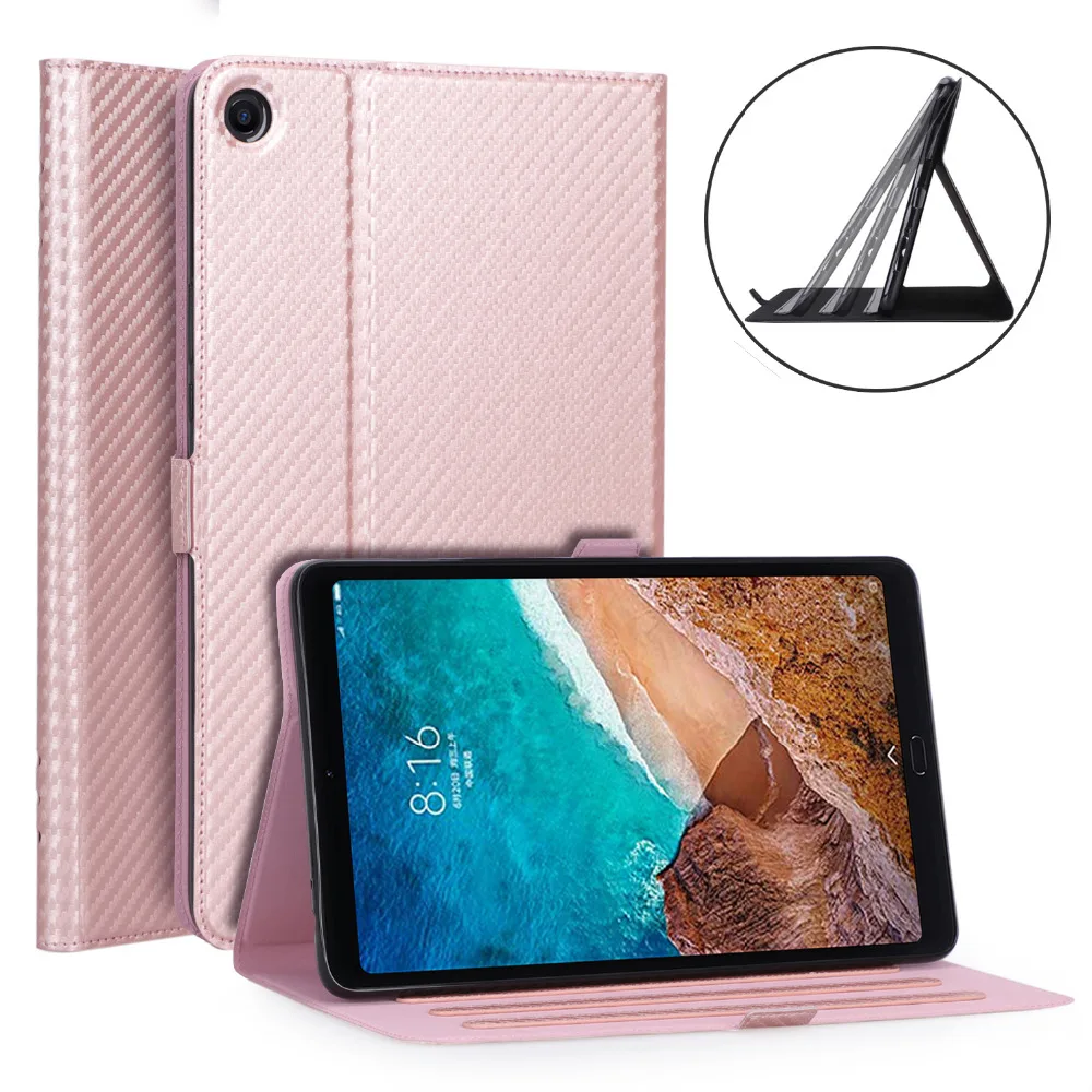 

Slim Carbon Fiber Hand Strap Cover For Xiaomi MiPad 4 Plus Mi Pad4 Plus 10.1" Tablet Case Filp Stand PU Leather Skin Funda Capa