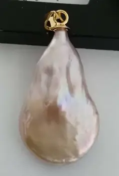 

huge 26mm Australian south seas pink pearl pendant KGP gold