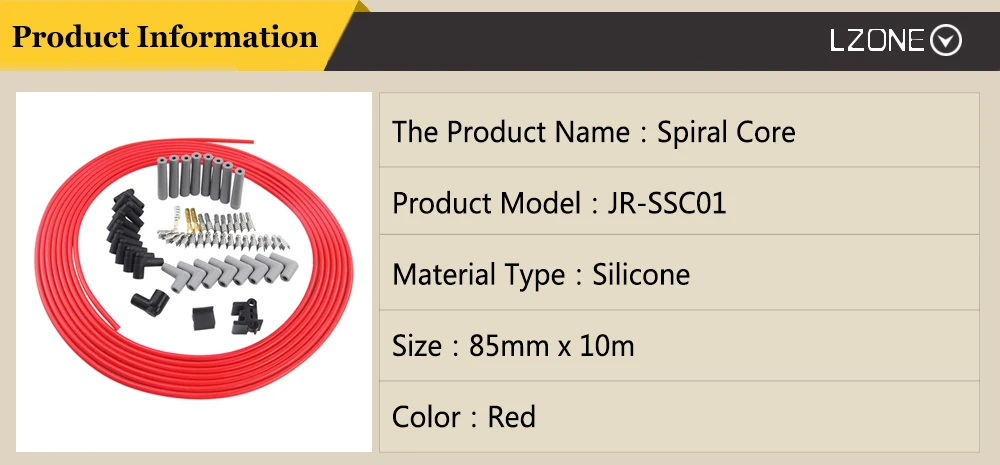 Lzone-температура 10 м/компл. провода свечей зажигания спирали Core 8,5 мм красный для Chrysler Hemi про запас для Ford Dodge комплект JR-SSC01