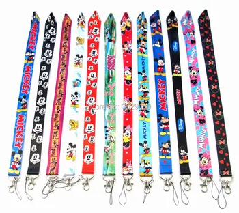 

100 PCS Mickey&Minnie Mouse key lanyards id badge holder keychain straps for mobile phone Free Shipping