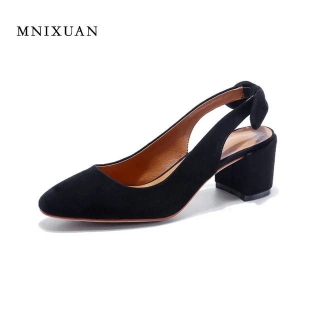 Las Comfortable Women Office Shoes Sandals Square Heels Spring Las Comfortable Women Office Shoes Sandals Square Heels Spring 2017 Real Leather Round Toe Solid High