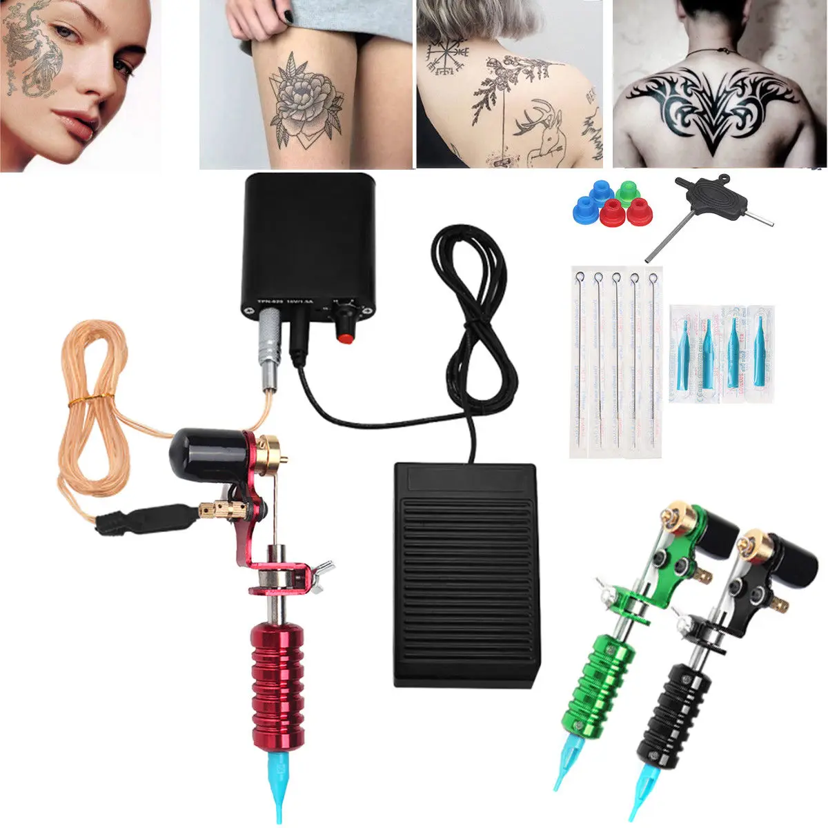 

Beginner Tattoo Kit Inkstar Machine Rotary Set Gun Power Supply Needles Power Supply Needles Permanent Tattoo Kit Set