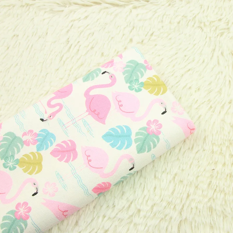 

half meter 100% cotton flamingo print canvas fabric, handmade DIY bag sofa pillow table cloth B114