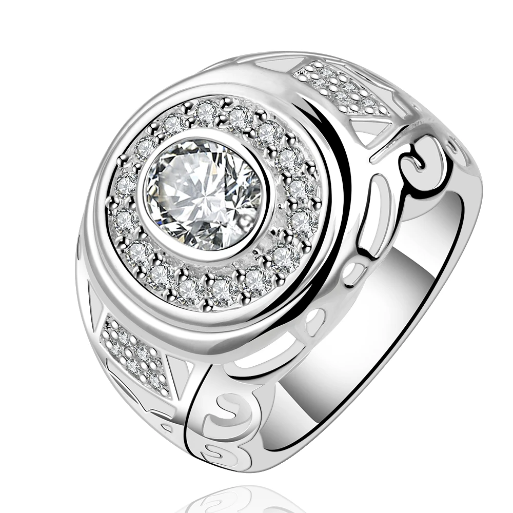 

925 sterling silver Fashion Jewelry big round wow sun ring wedding men's ring girls Finger Rings Wholesale