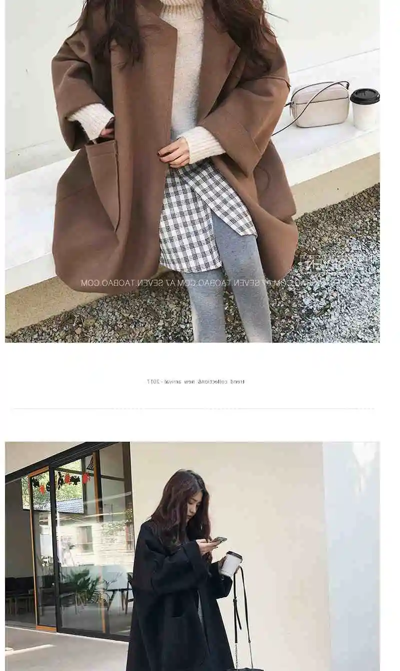 Смесь для женщин сплошные Карманы длинный отложной воротник универсальные пальто для женщин s корейский стиль размера плюс элегантные трендовые женские смешанные