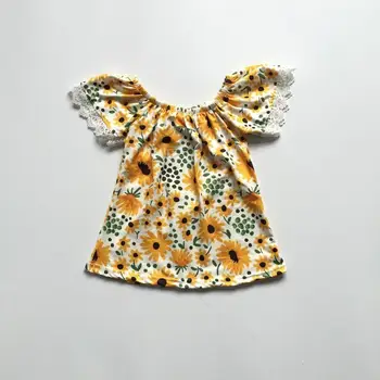 

baby girls Summer top shirts children girls dress sunflower dress boutique floral dress