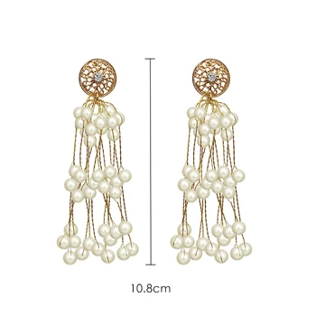 

artificial pearl ball earrings temperament personality exaggerated fashion earrings beaded fish line earrings
