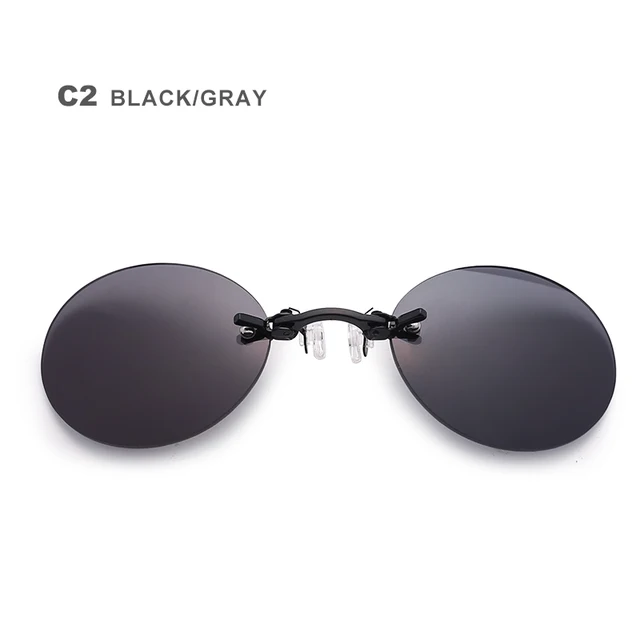 Nose clip Rimless Nose sunglasses Men Vintage Round type metal Color