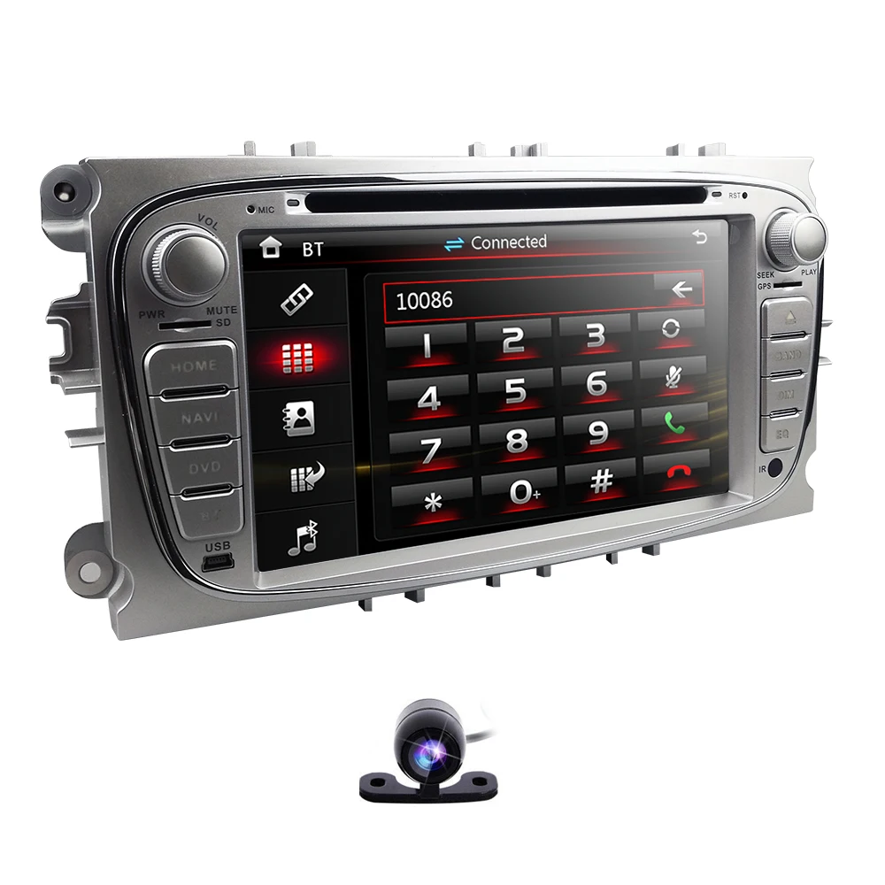 Best HIZPO 7 inch Car DVD Player For Ford Focus 2 S-Max C-Max Mondeo 4 Galaxy Kuga 2008-2010 RDS DAB+ OBD2  Mirror link Free camera 1