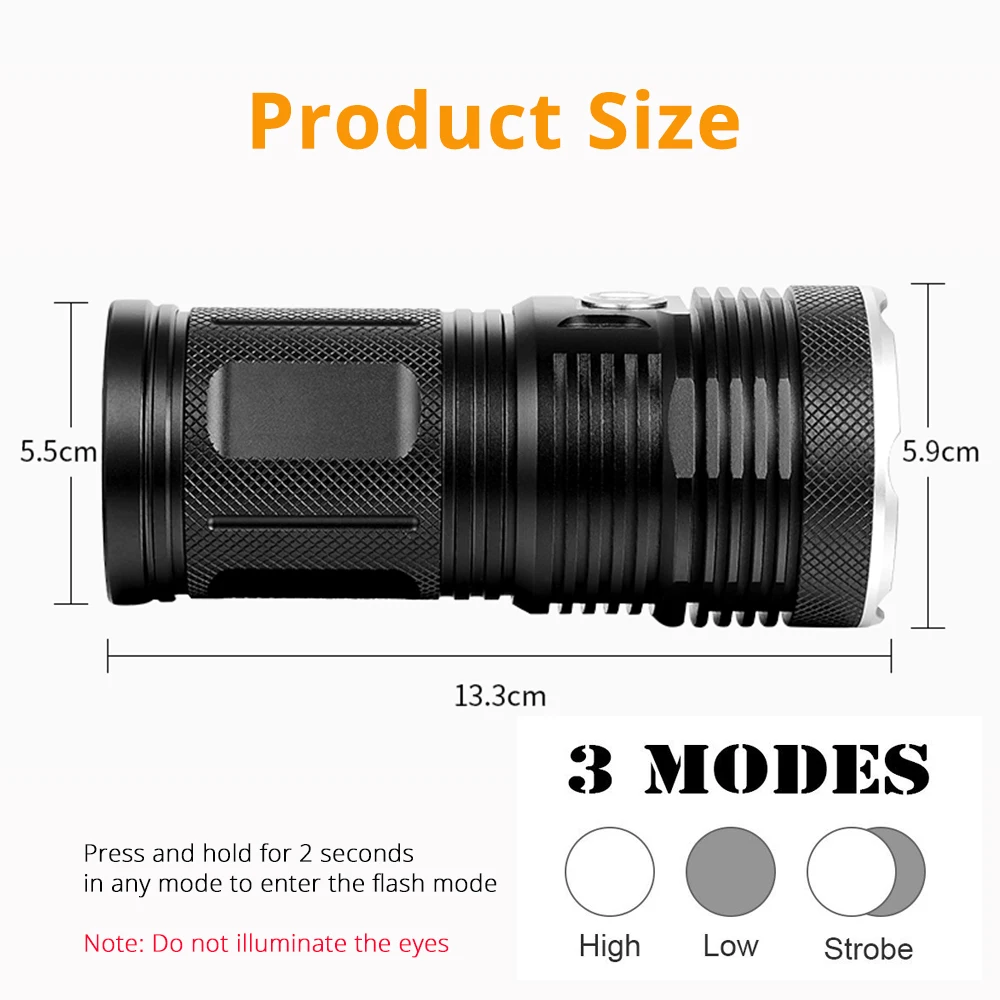  High Powerful LED flashlight 18*T6 LED torch flash light waterproof Portable Searchlight with 4*186 - 32910834190