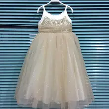 Сказочное детское длинное платье с блестками для девочек, платье принцессы для маленьких девочек, Стильное вечернее платье на бретельках